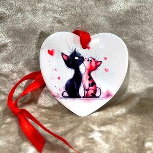 Heart shaped ornament gift - cats